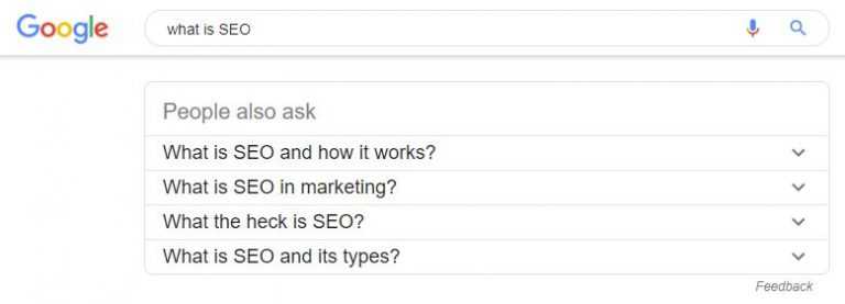 Related Questions - list of questions that Google thinks are relevant to the user’s search