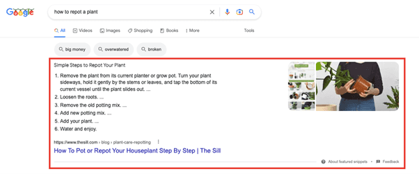 List Featured Snippets