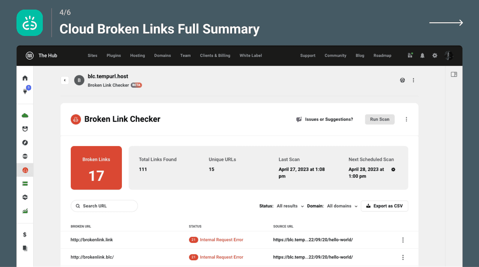 Check broken links summary