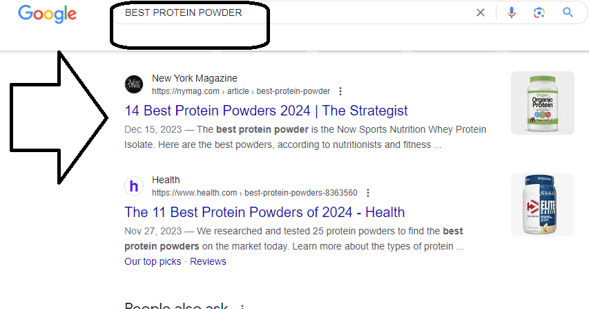 Best Protien Powder - Google SERP