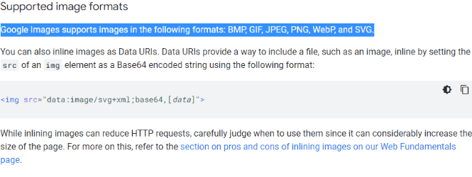 Supported Image formats