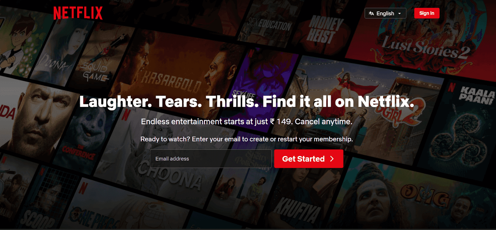 Netflix homepage