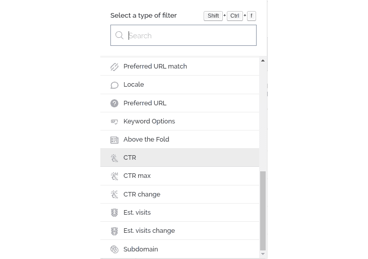 Filters with ctr to segment keywords you rank for