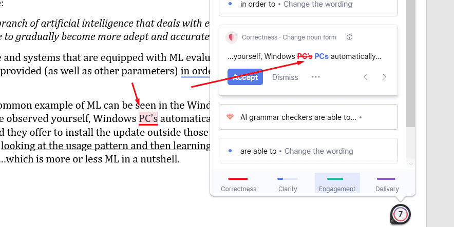 Grammarly snippet